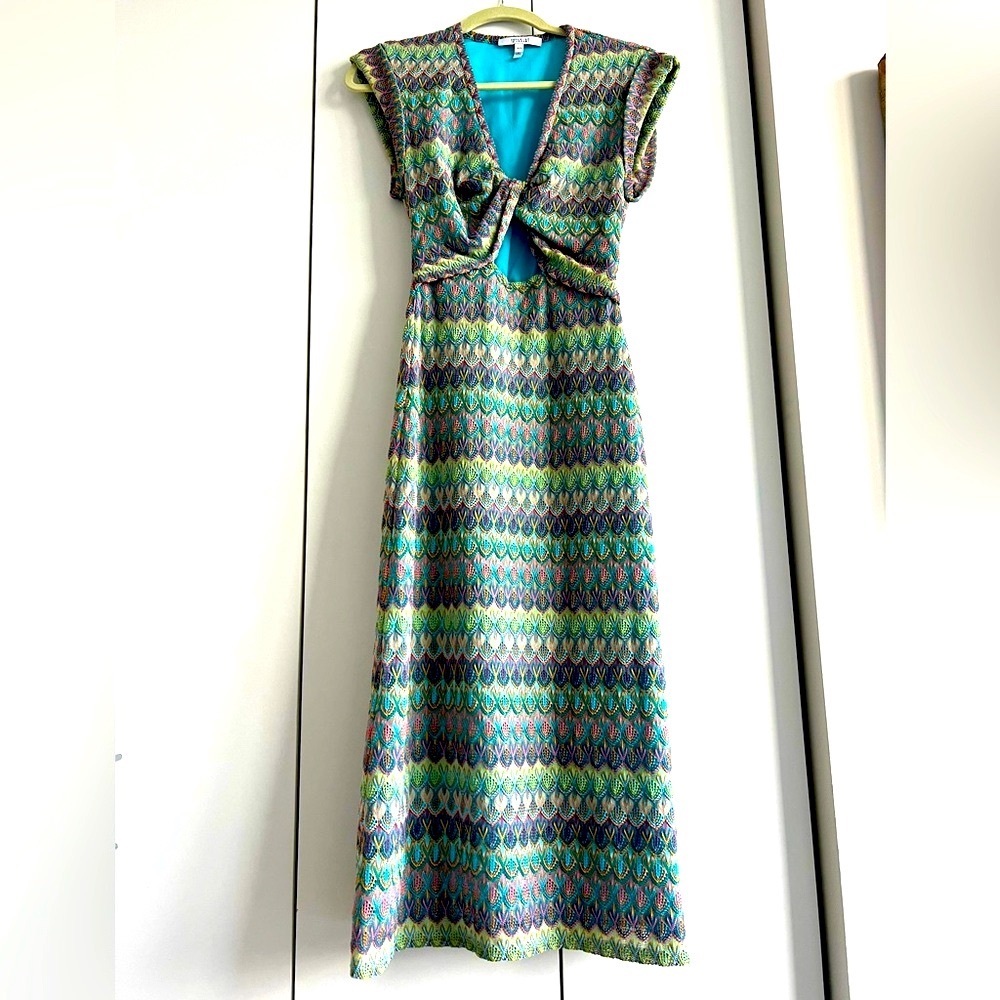 Derek Lam 10 Crosby Barbara multi-color front twist midi dress